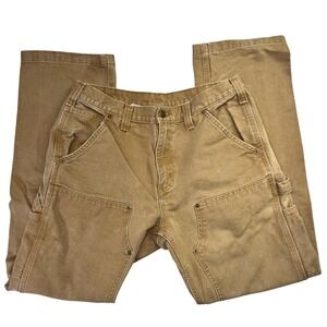 Carhartt 100098-211 Double Knee Duck Canvas Work Pants Brown Mens 34x32 Relaxed